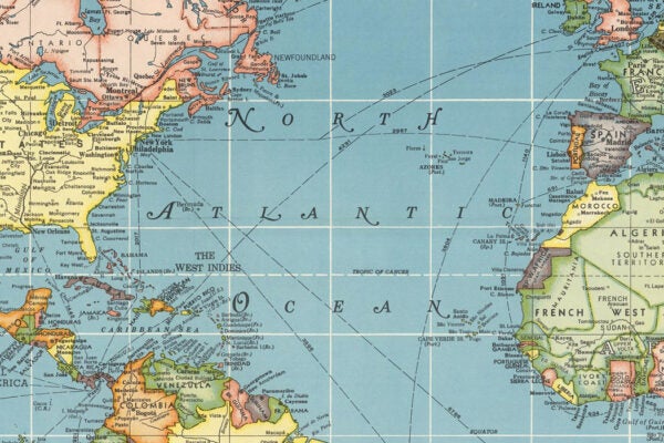 From a 1957 map of the world